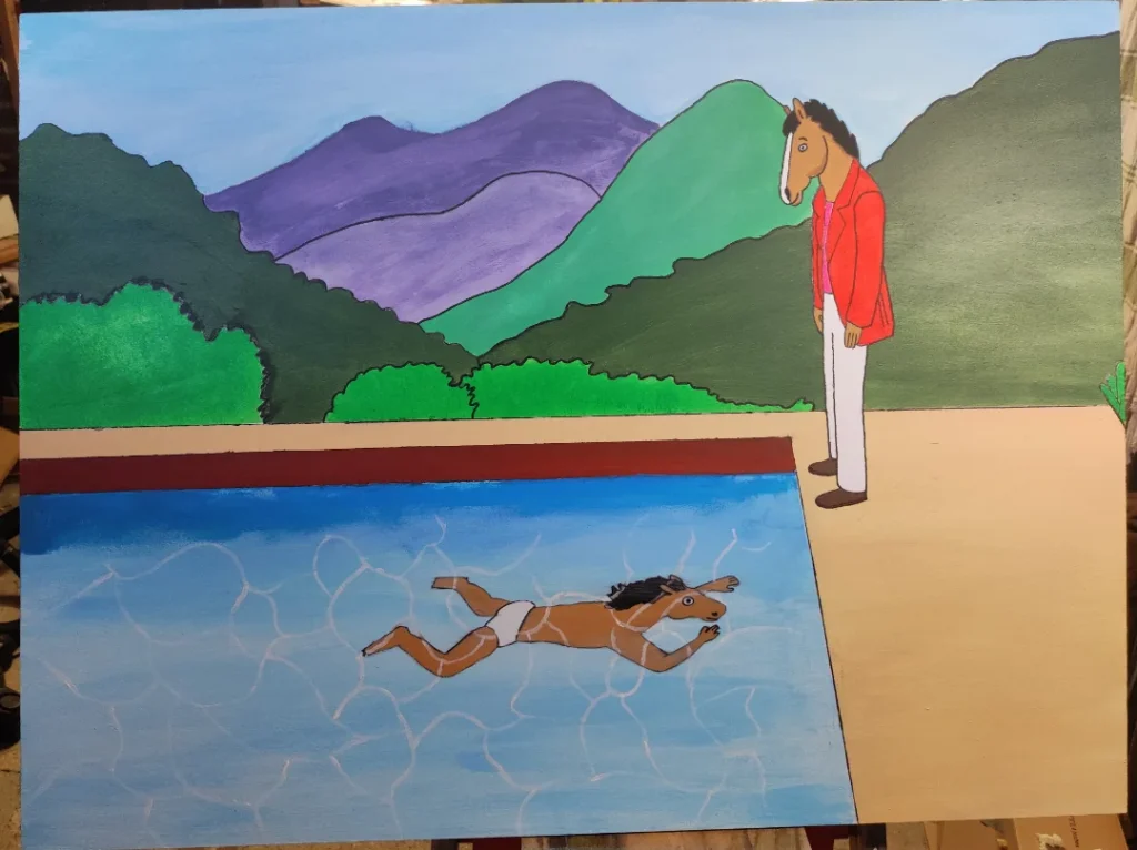Pool with Two Figures in BoJack Horseman and Popular Culture